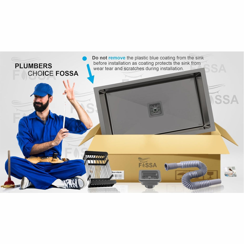 Premium Handmade  (27 x 20 x 10)  Inch Stainless Steel Single Bowl  Black Kitchen Sink